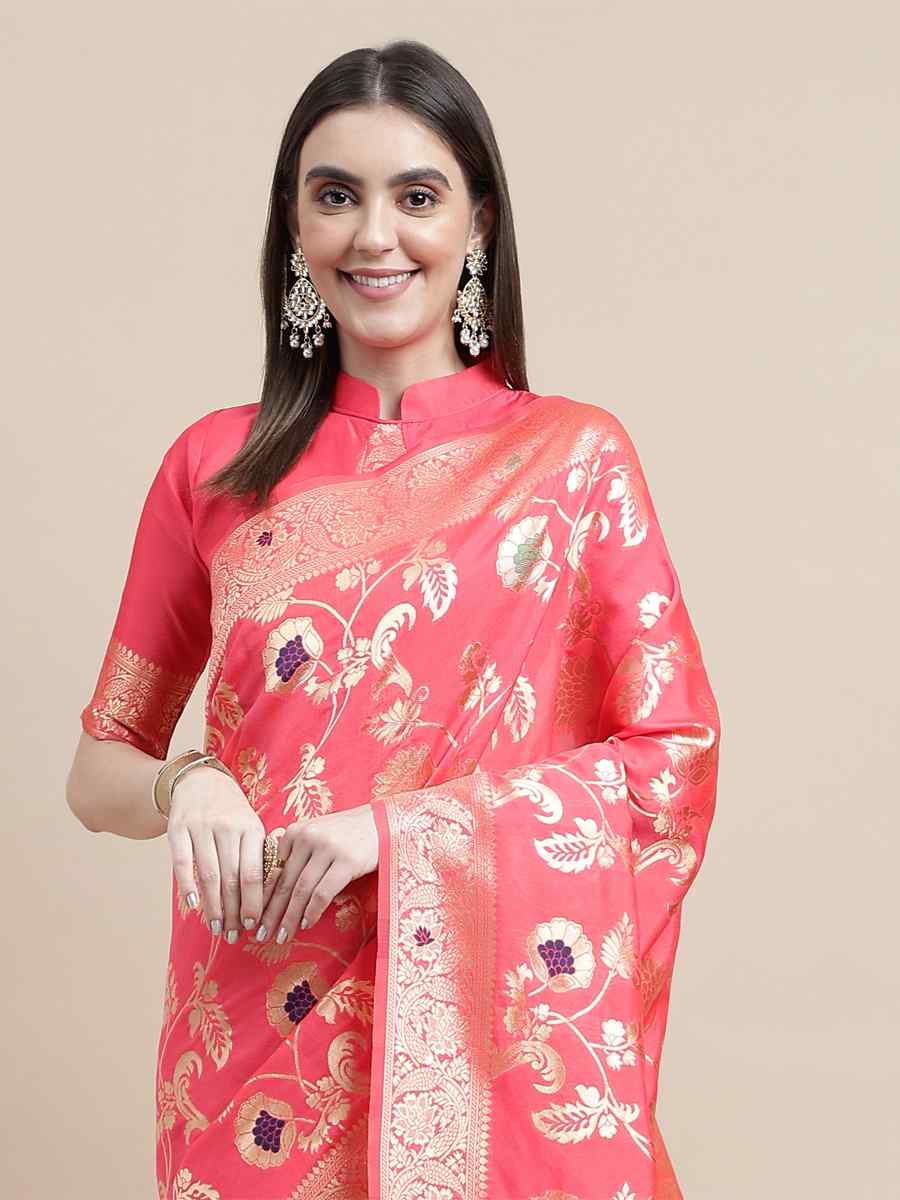 Pink Kanjivaram Silk Handwoven Wedding Festival Heavy Border Saree