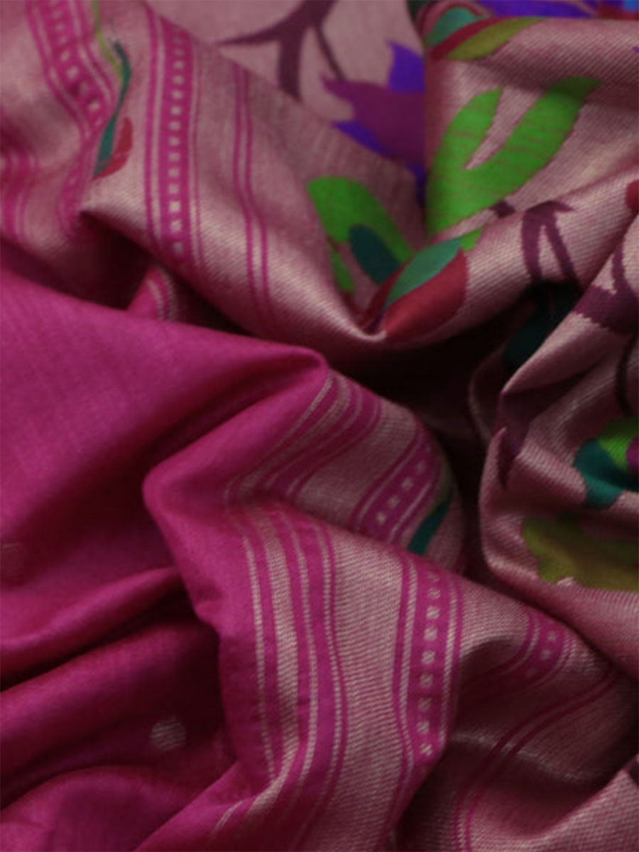 Pink Khadi Silk Handwoven Wedding Reception Party Festival Casual Heavy Border Sarees