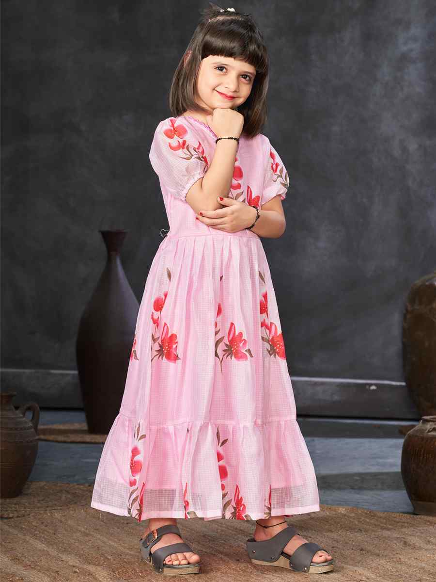 Pink Kota Checks Printed Casual Festival Salwars Girls Wear