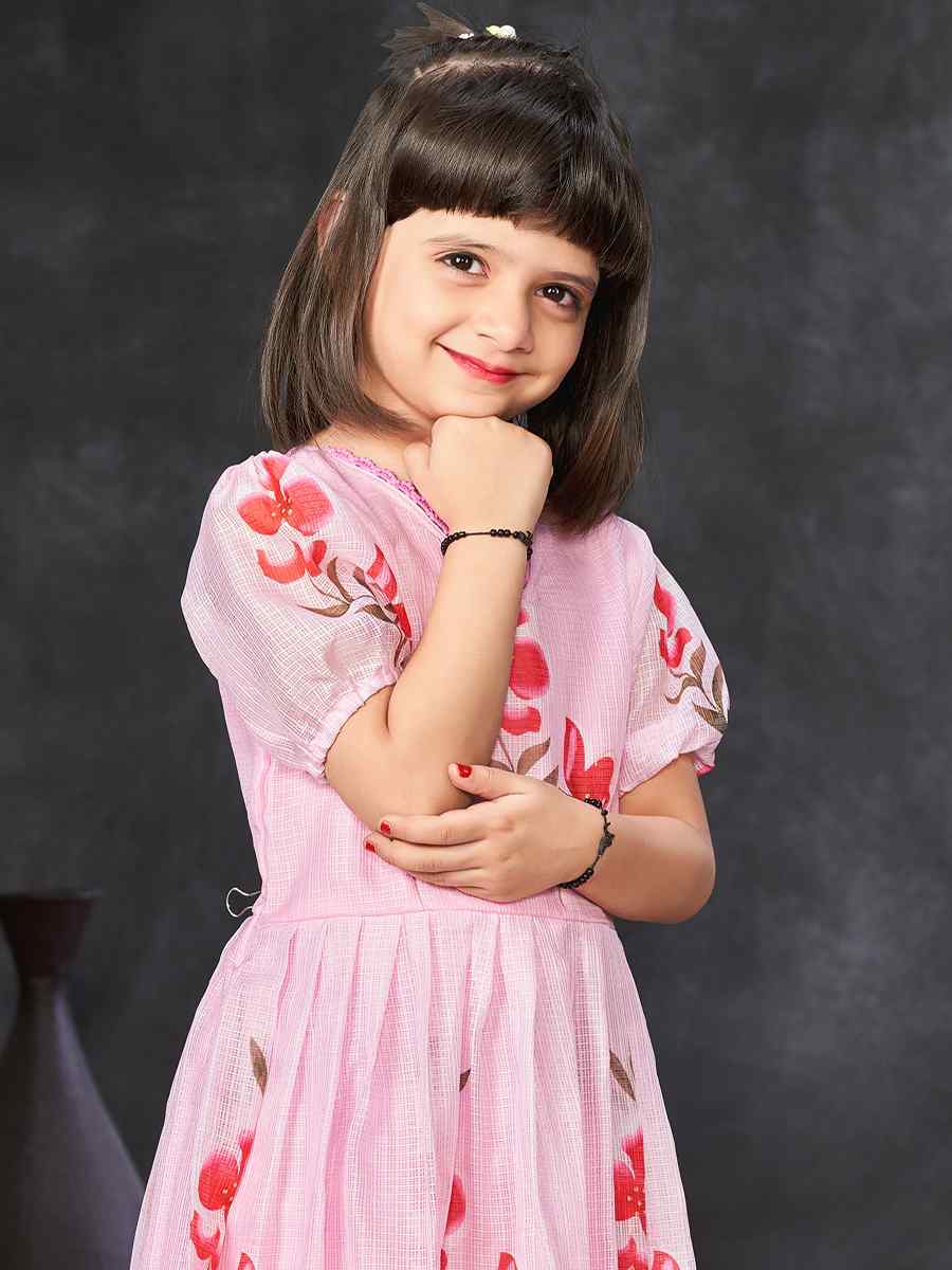 Pink Kota Checks Printed Casual Festival Salwars Girls Wear