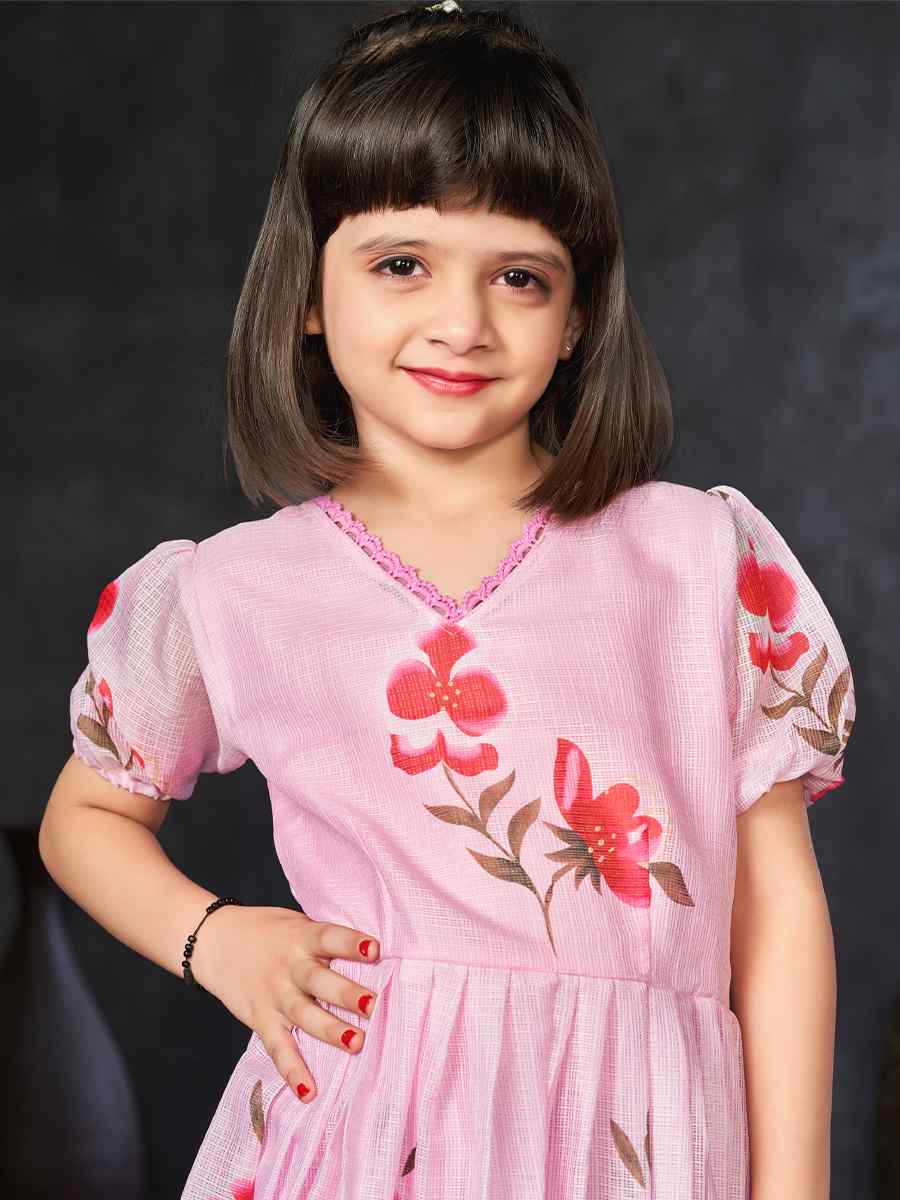 Pink Kota Checks Printed Casual Festival Salwars Girls Wear