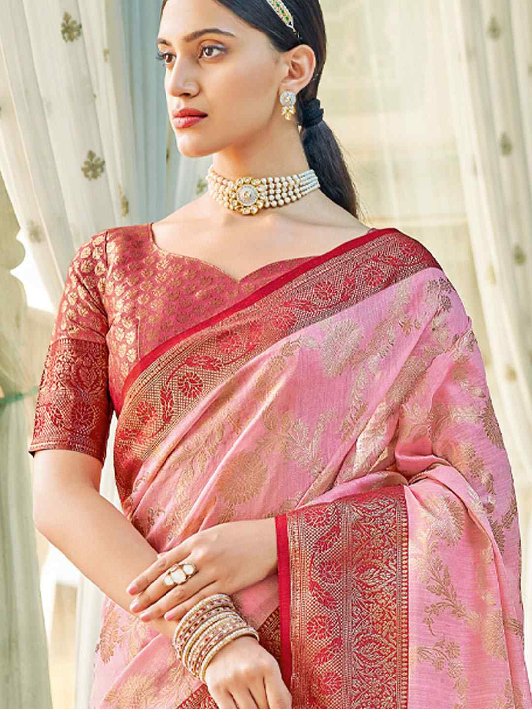 Pink Linen Cotton Handwoven Casual Festival Party Classic Style Sarees