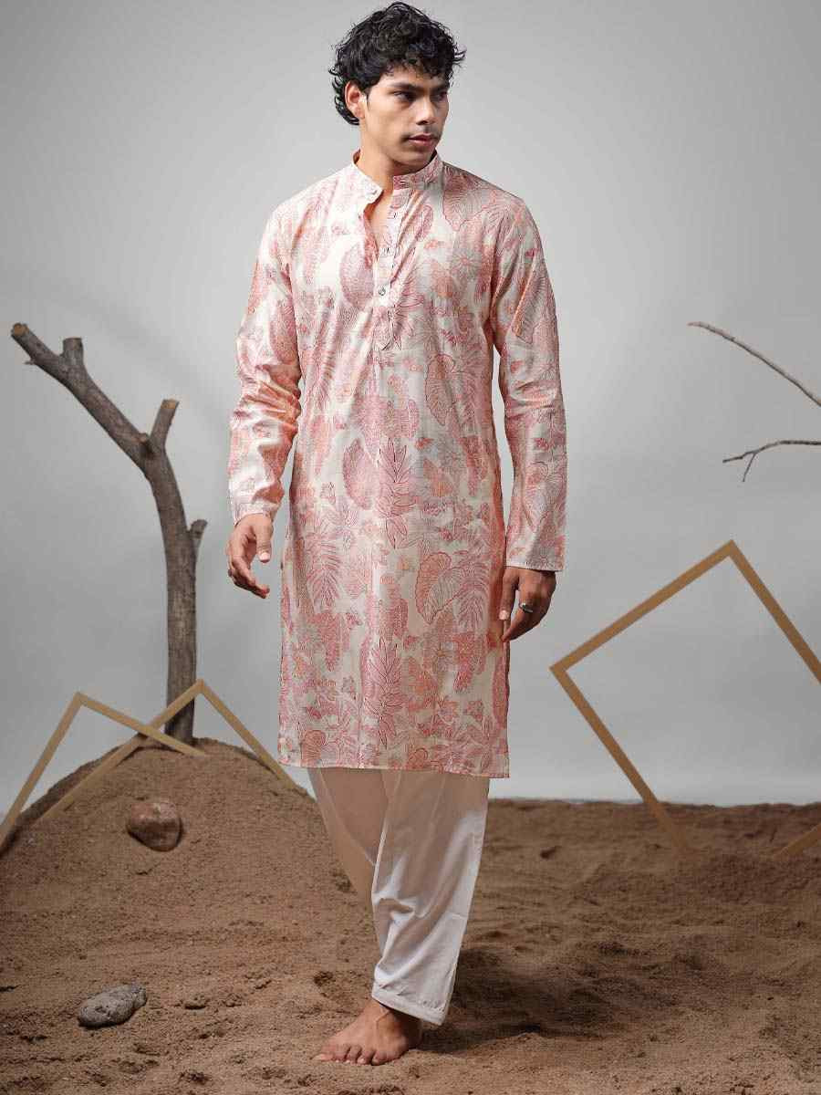 Pink Modal  Embroidered Festival Casual Kurta