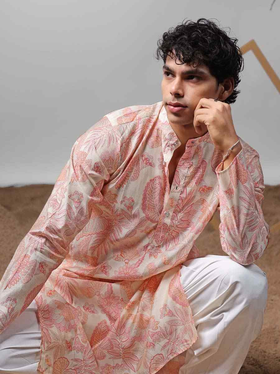 Pink Modal  Embroidered Festival Casual Kurta