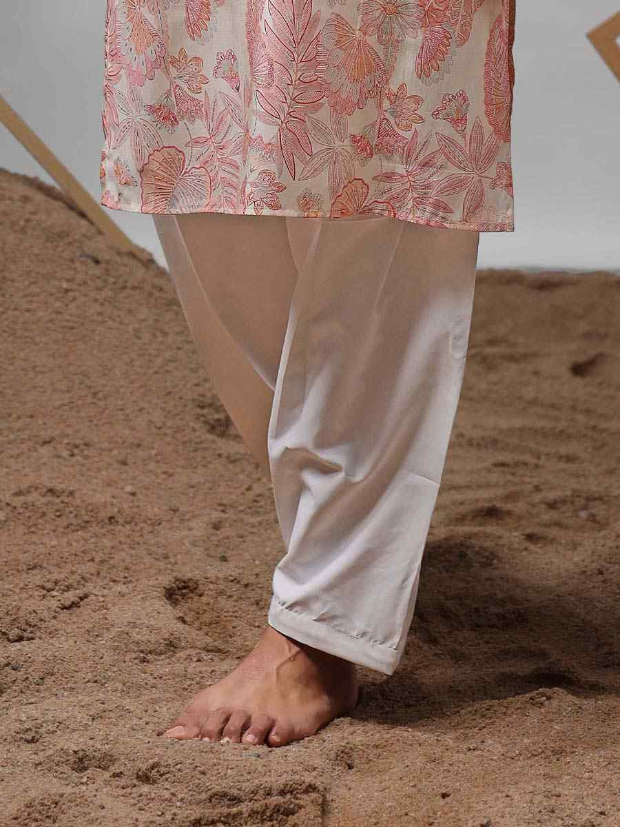 Pink Modal  Embroidered Festival Casual Kurta