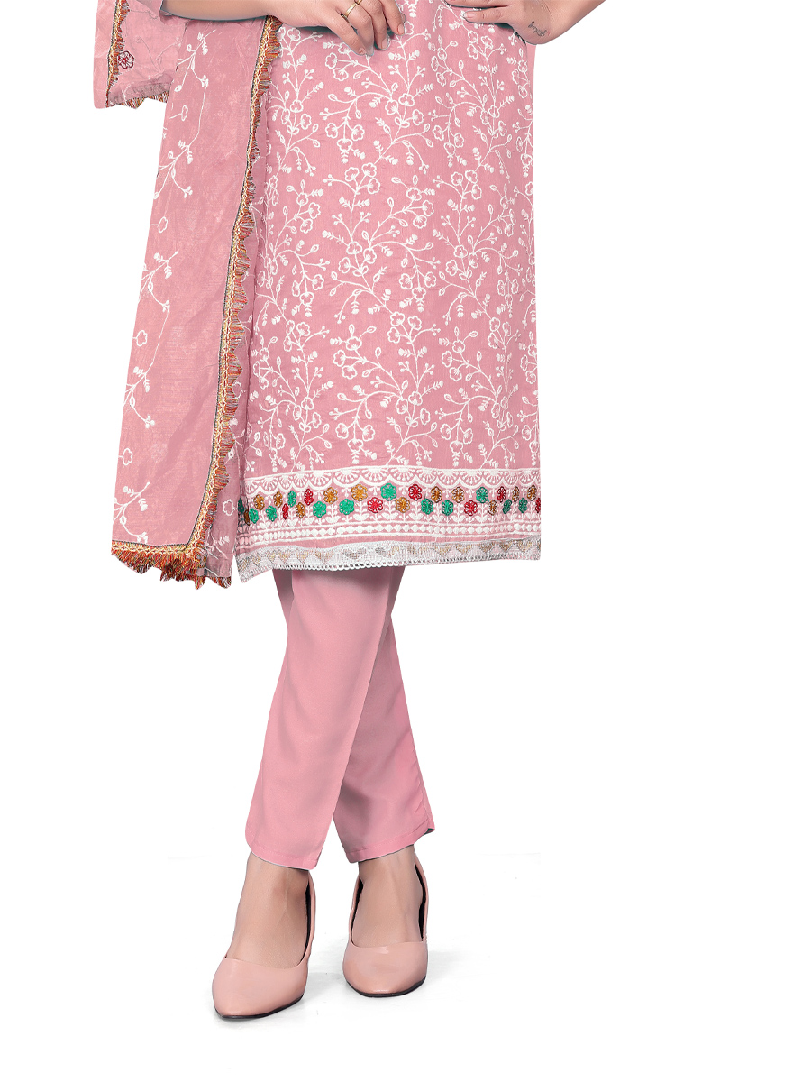 Pink Modal Chanderi Embroidered Casual Festival Churidar Salwar Kameez