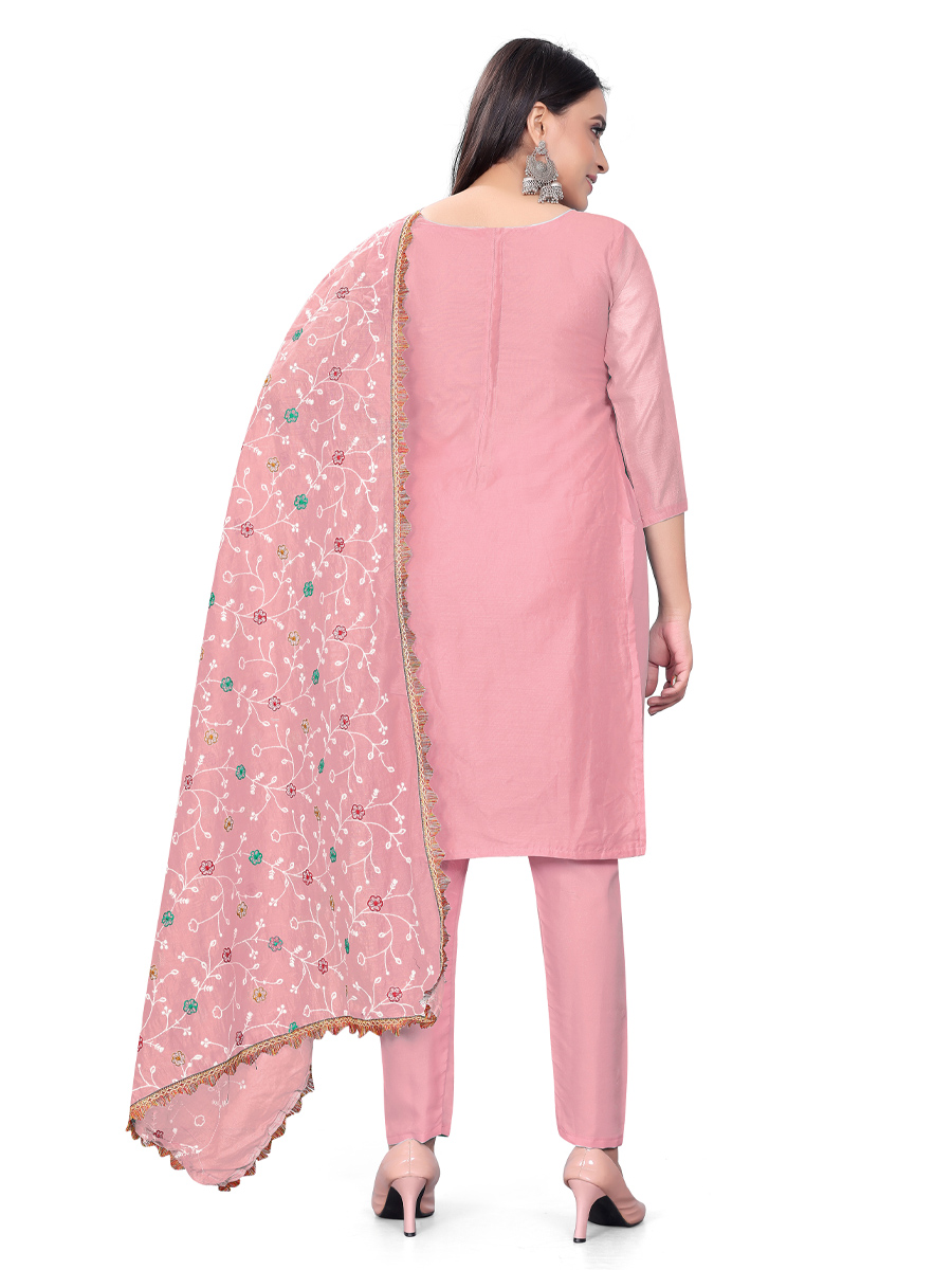 Pink Modal Chanderi Embroidered Casual Festival Churidar Salwar Kameez