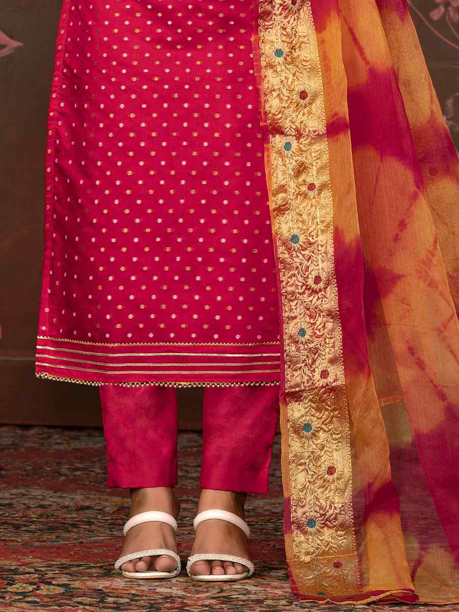 Pink Modal Cotton Embroidered Casual Festival Pant Salwar Kameez