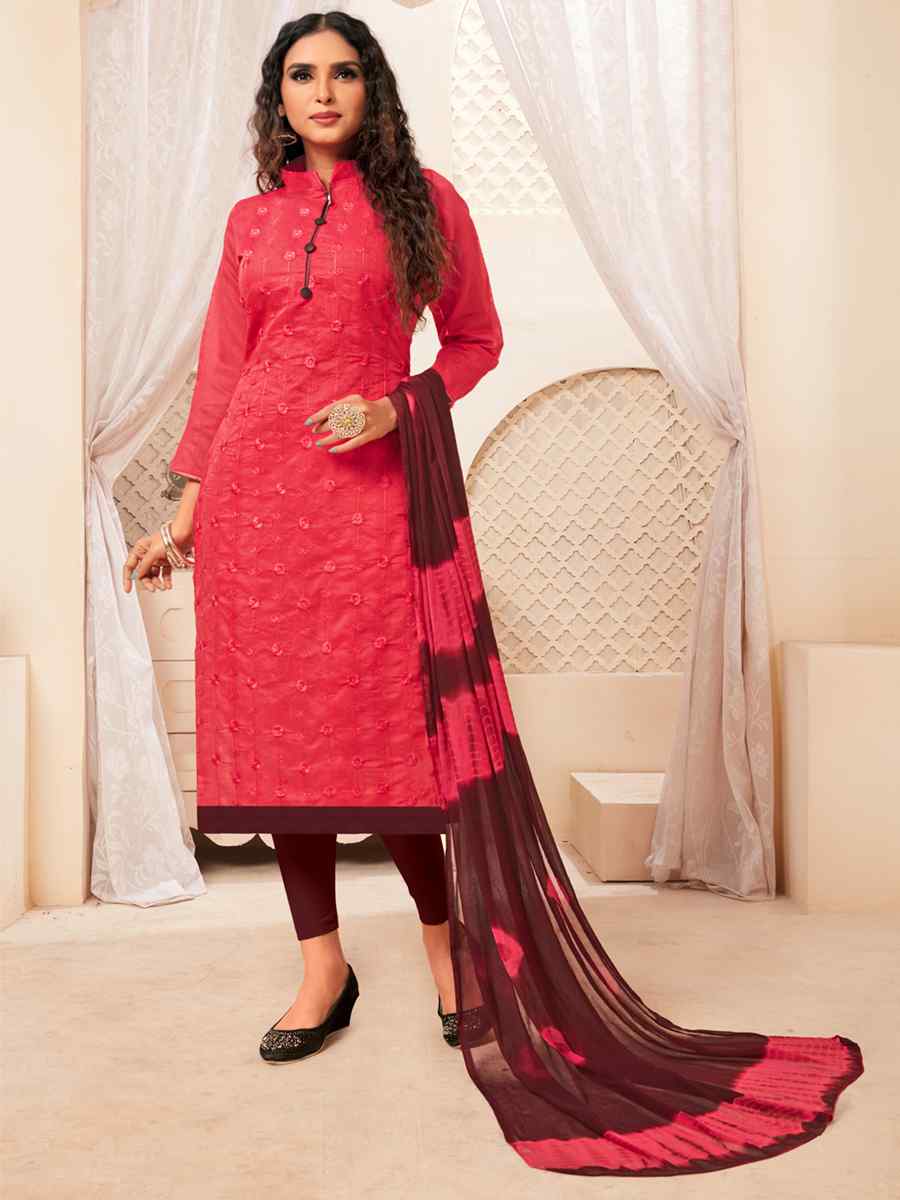 Pink Modal Silk Embroidered Casual Festival Pant Salwar Kameez