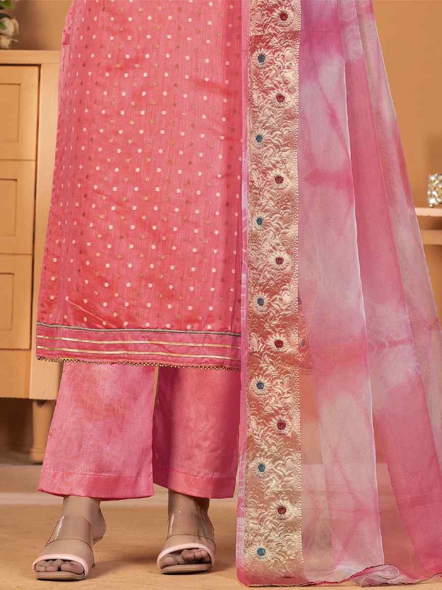 Pink Modal Silk Embroidered Casual Festival Pant Salwar Kameez
