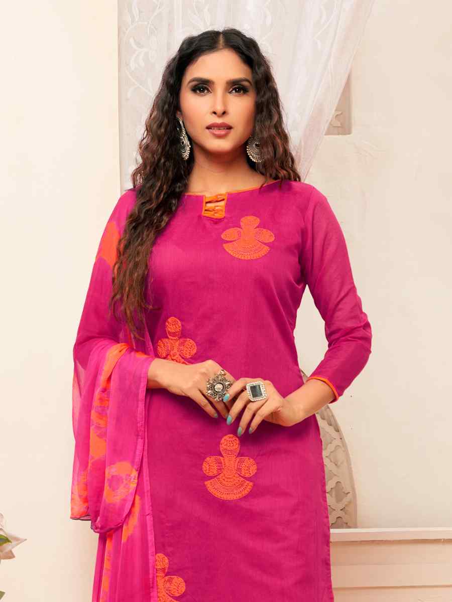 Pink Modal Silk Printed Casual Festival Churidar Salwar Kameez