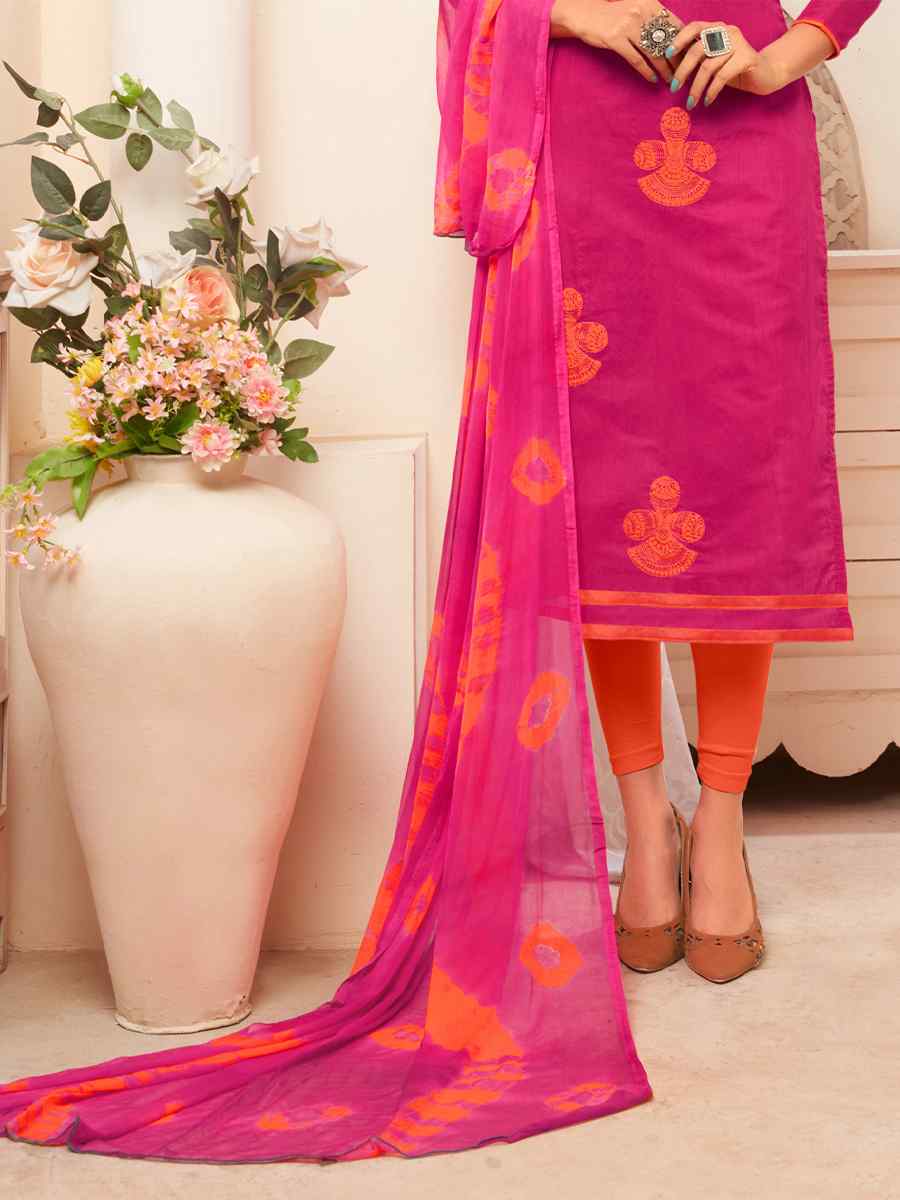 Pink Modal Silk Printed Casual Festival Churidar Salwar Kameez