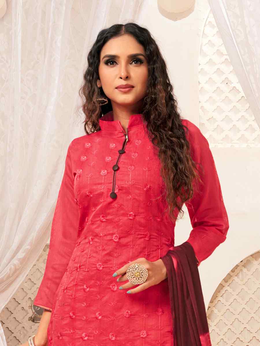 Pink Modal Silk Printed Casual Festival Churidar Salwar Kameez
