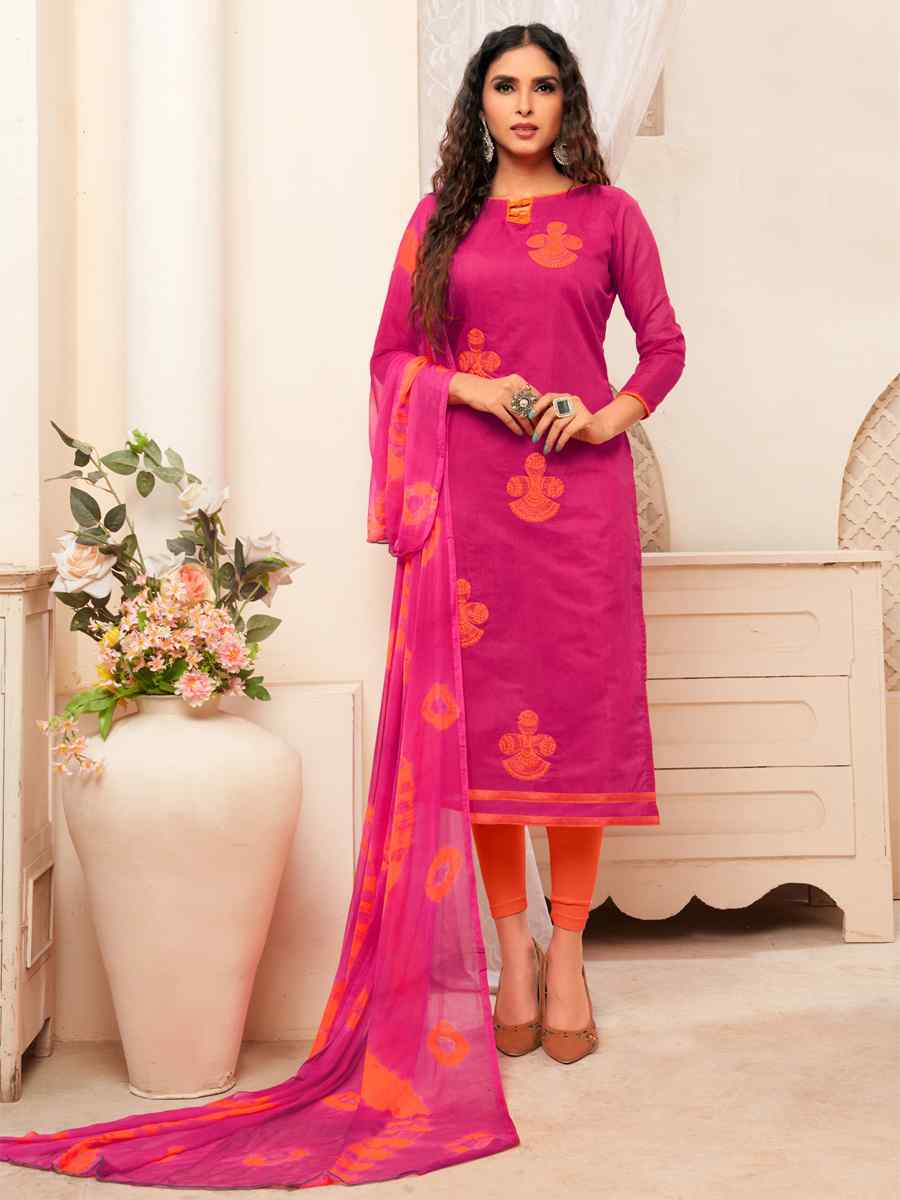 Pink Modal Silk Printed Casual Festival Churidar Salwar Kameez