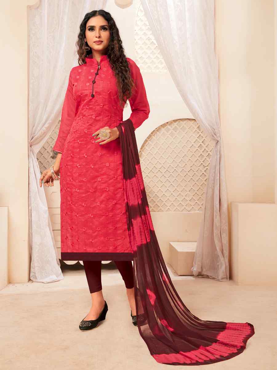 Pink Modal Silk Printed Casual Festival Churidar Salwar Kameez