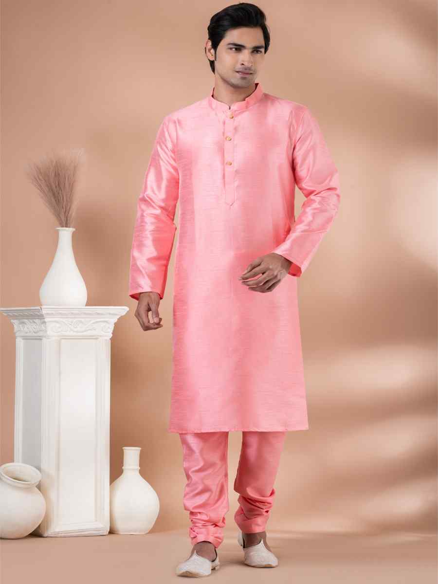 Pink Mono Printed Festival Casual Kurta