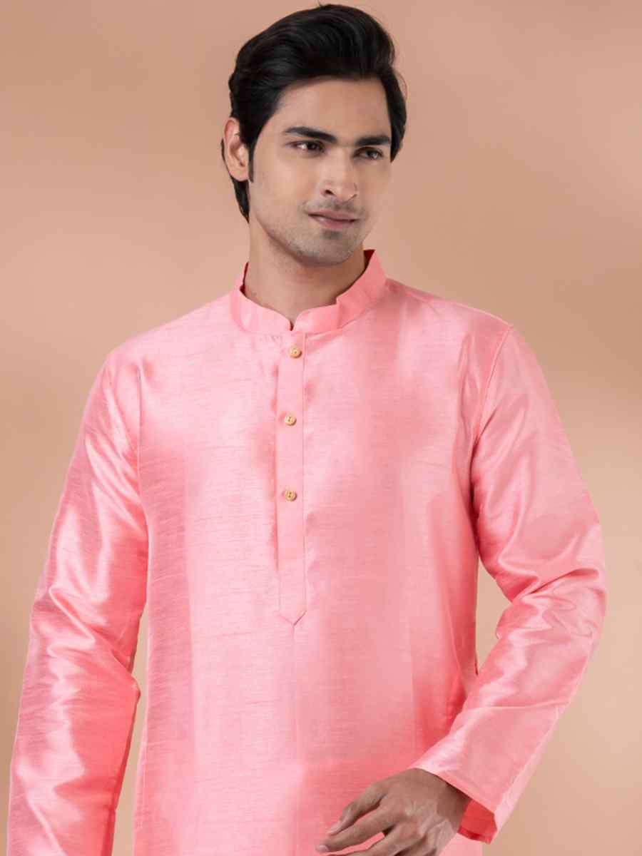 Pink Mono Printed Festival Casual Kurta