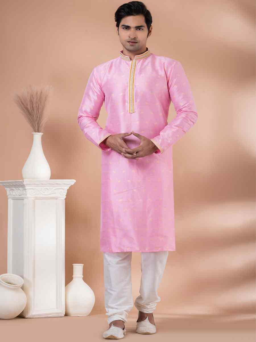 Pink Mono Printed Festival Casual Kurta