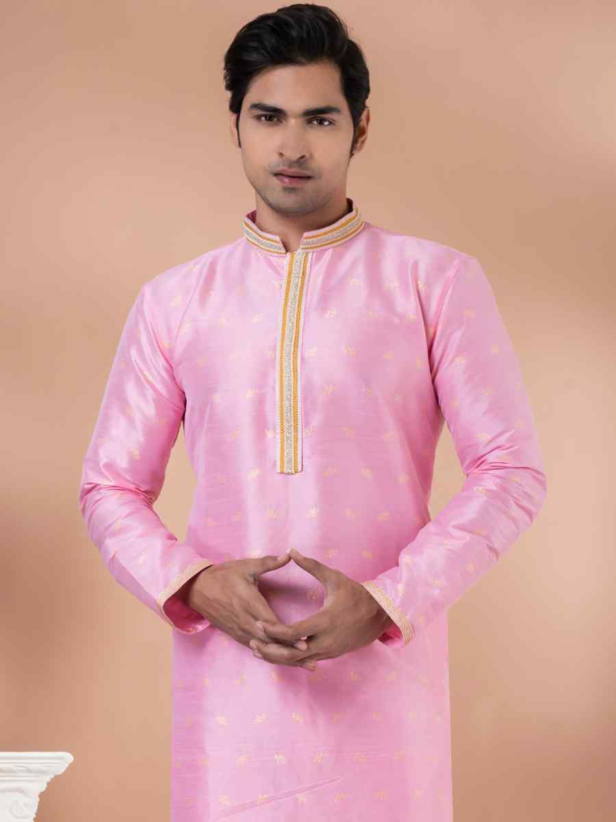 Pink Mono Printed Festival Casual Kurta