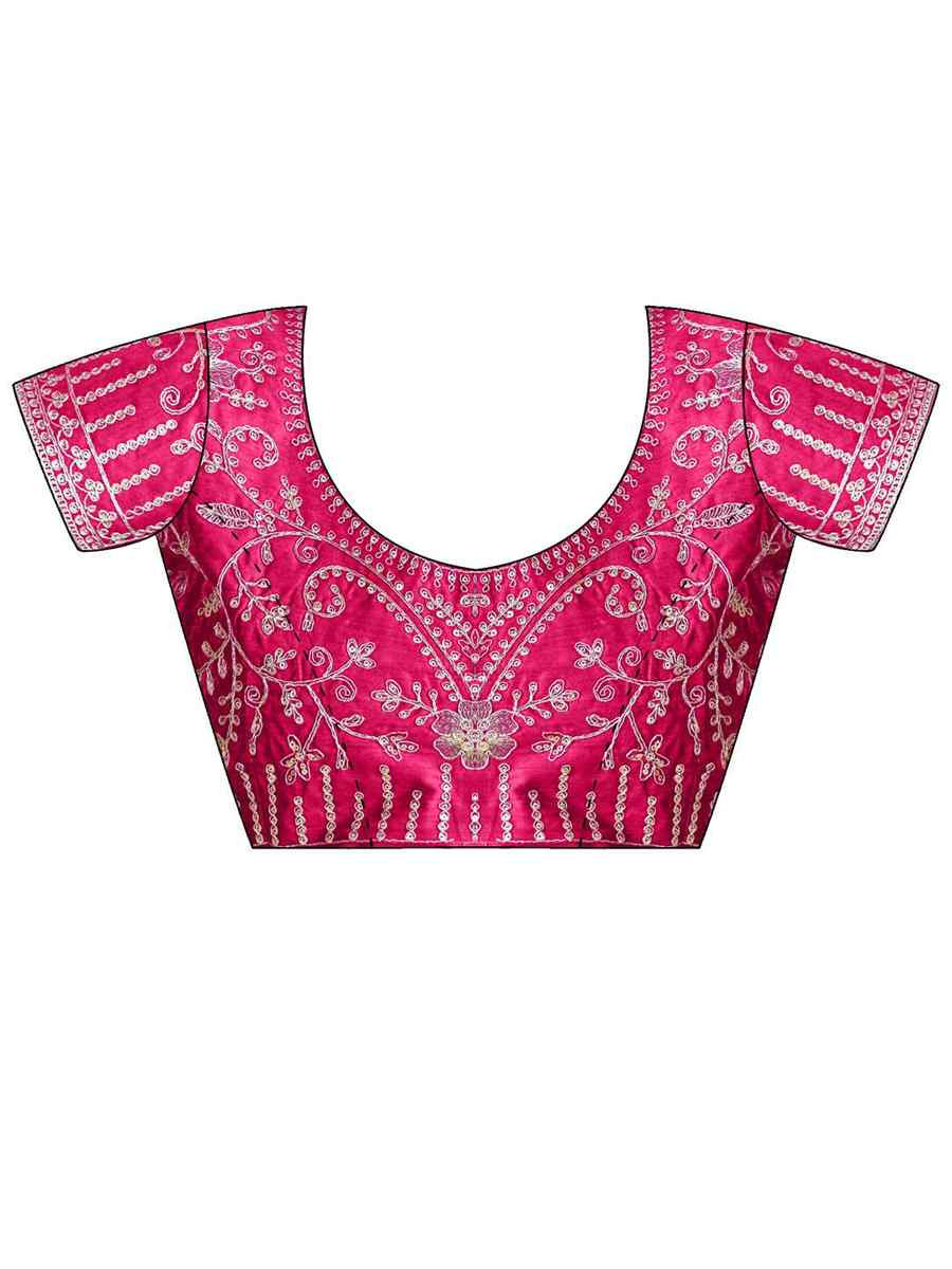 Pink Moss Chiffon Embroidery Party Bridal Reception Festival Wedding Fancy Heavy Border Saree