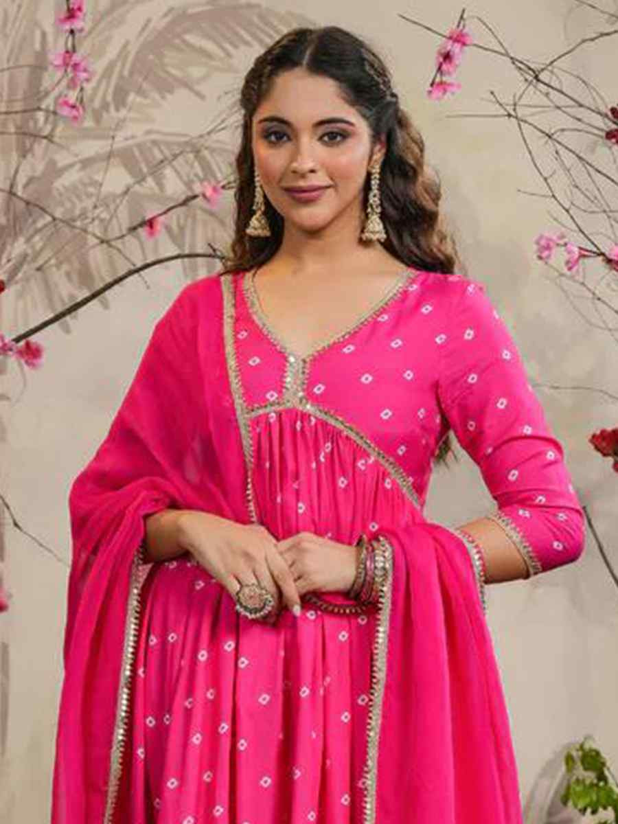 Pink Muslin Silk Embroidered Festival Casual Ready Pant Salwar Kameez