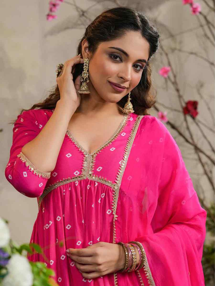 Pink Muslin Silk Embroidered Festival Casual Ready Pant Salwar Kameez