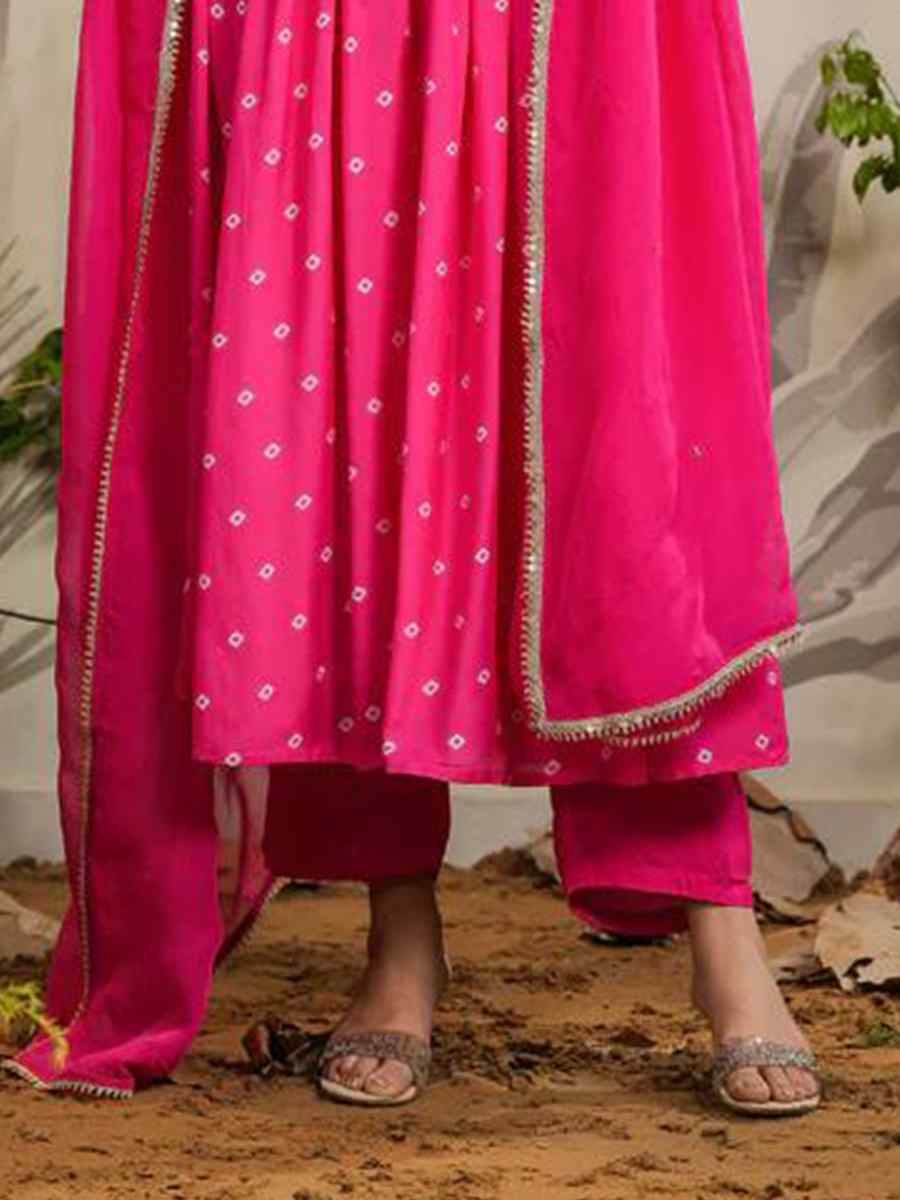 Pink Muslin Silk Embroidered Festival Casual Ready Pant Salwar Kameez