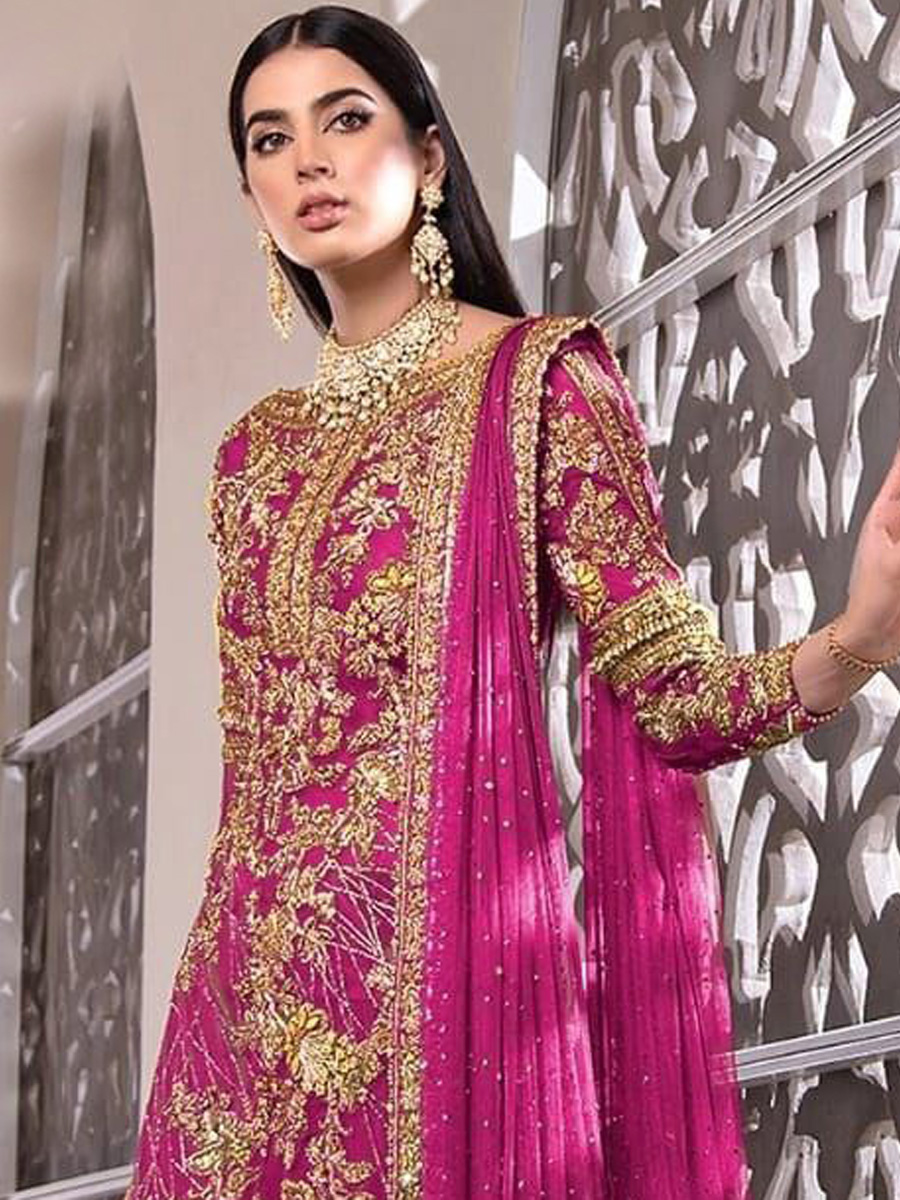 Pink Net Embroidered Festival Party Pant Salwar Kameez