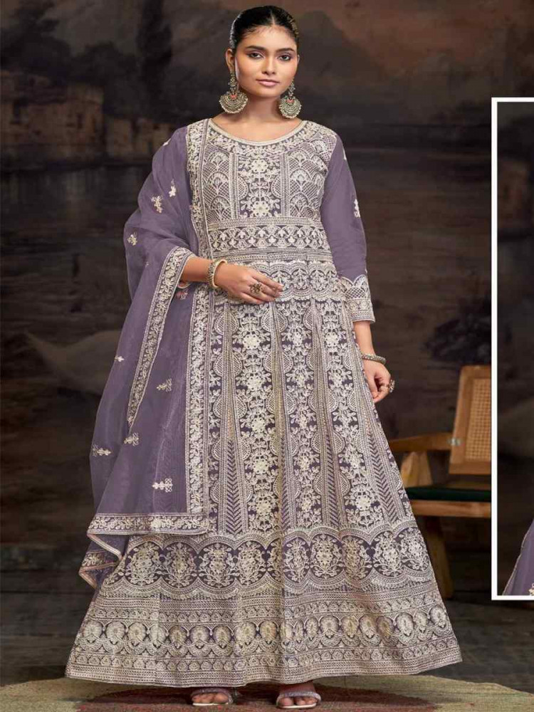 Pink Net Embroidered Festival Wedding Anarkali Salwar Kameez