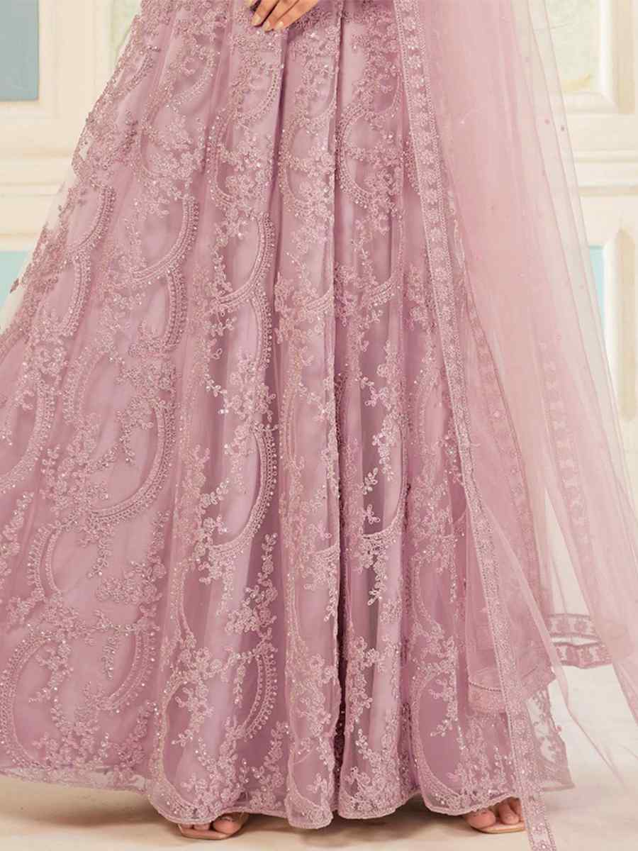 Pink Net Embroidered Festival Wedding Anarkali Salwar Kameez