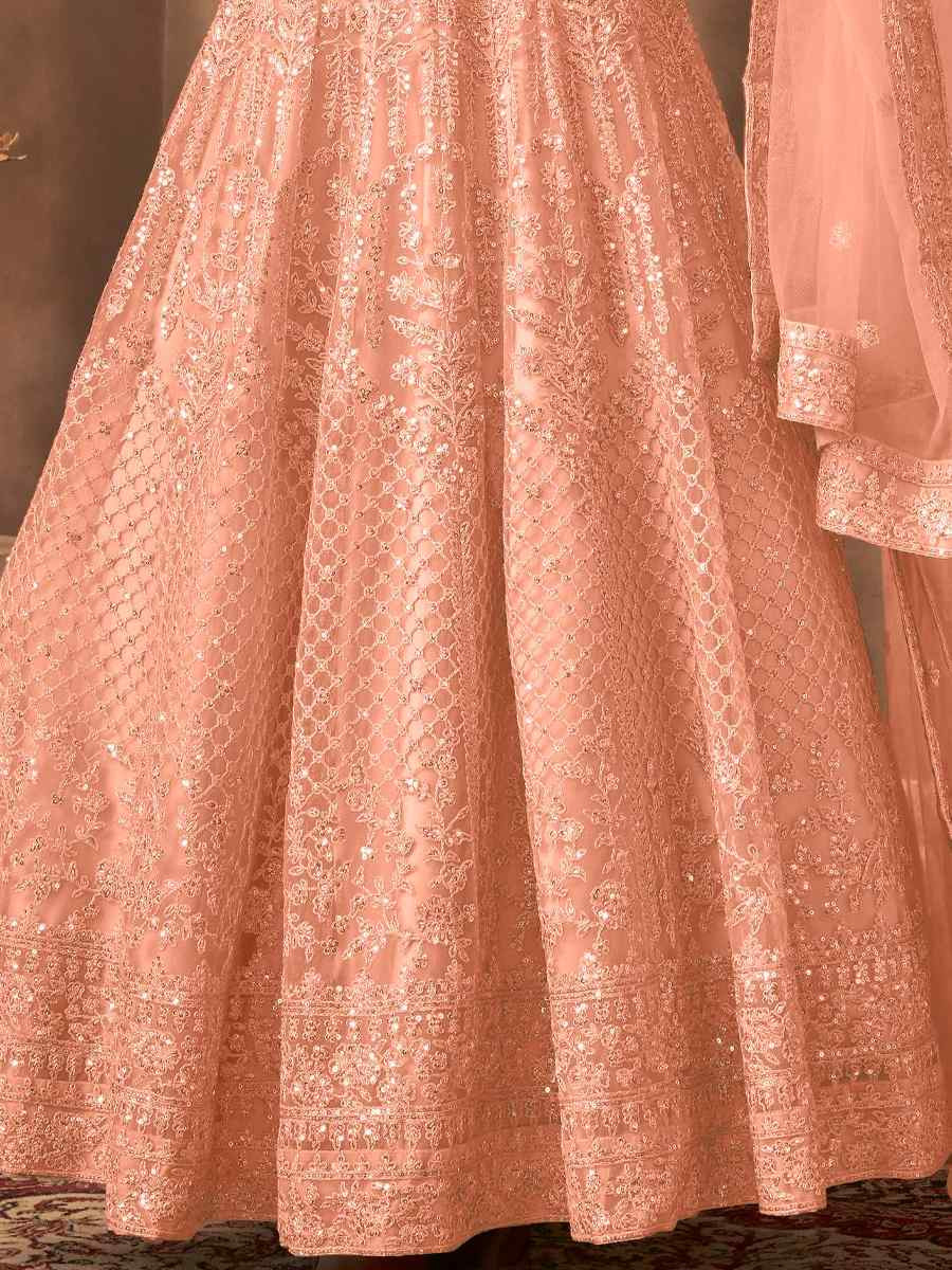 Pink Net Embroidered Festival Wedding Anarkali Salwar Kameez
