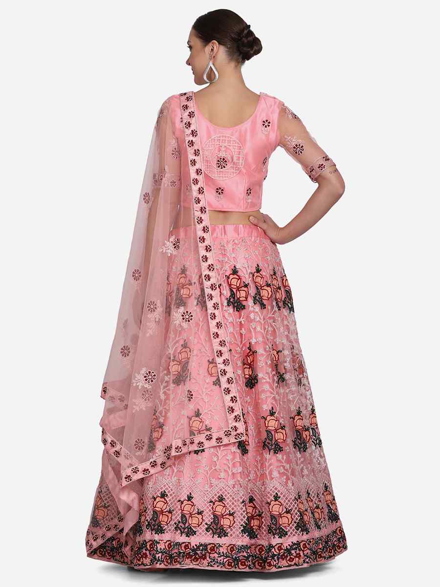 Pink Net Zari Wedding Festival Circular Lehenga Choli