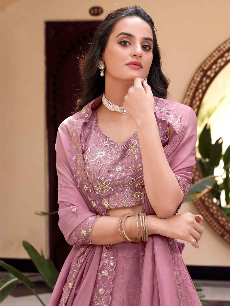Pink New Crush Embroidered Reception Wedding Heavy Border Lehenga Choli