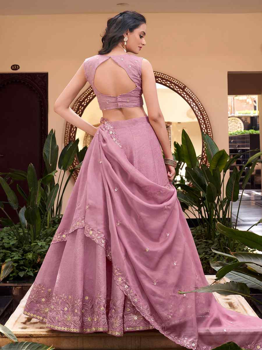 Pink New Crush Embroidered Reception Wedding Heavy Border Lehenga Choli