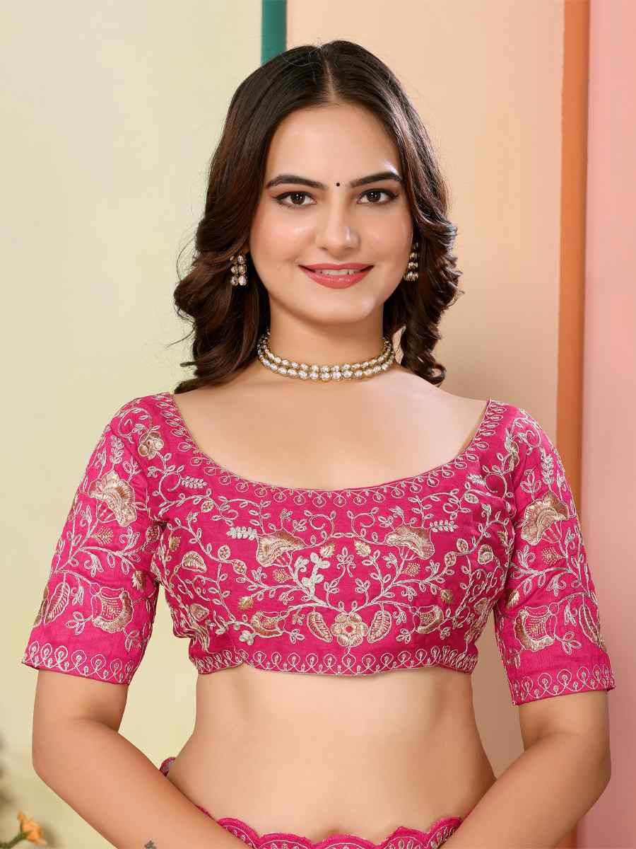 Pink Organza Embroidery Traditional Festival Reception Festival Wedding Fancy Heavy Border Saree