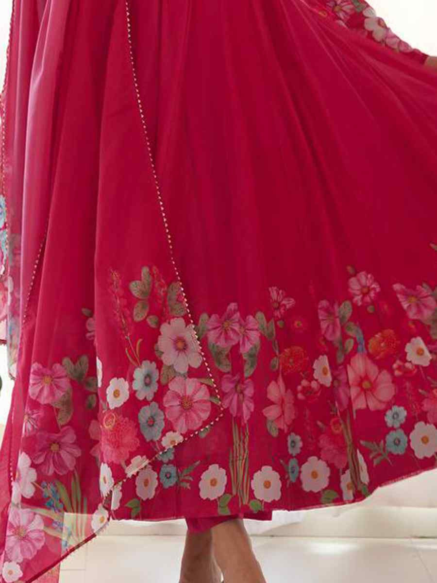 Pink Organza Floral Printed Embroidery Party Wedding Festival Casual Ready Anarkali Salwar Kameez