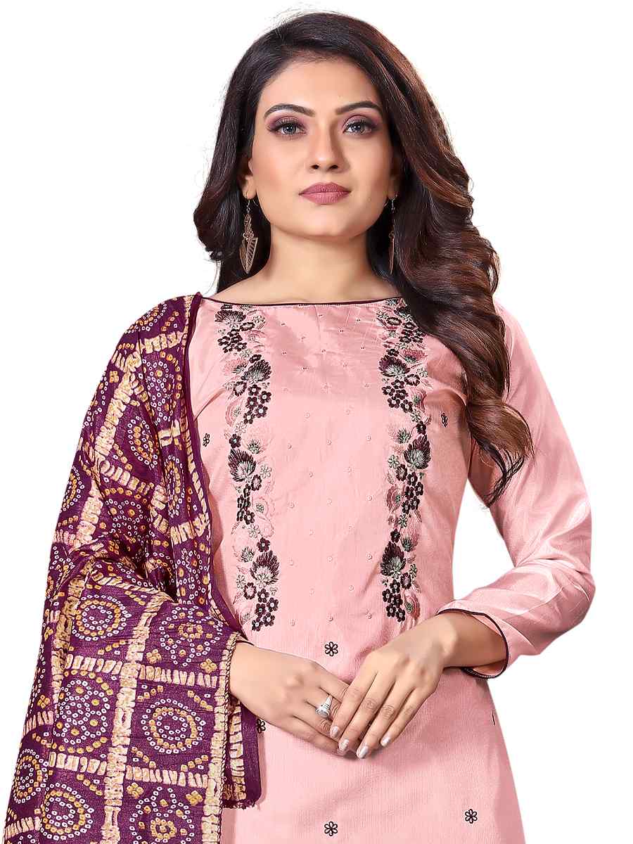 Pink Parampara Silk Embroidered Party Festival Pant Salwar Kameez