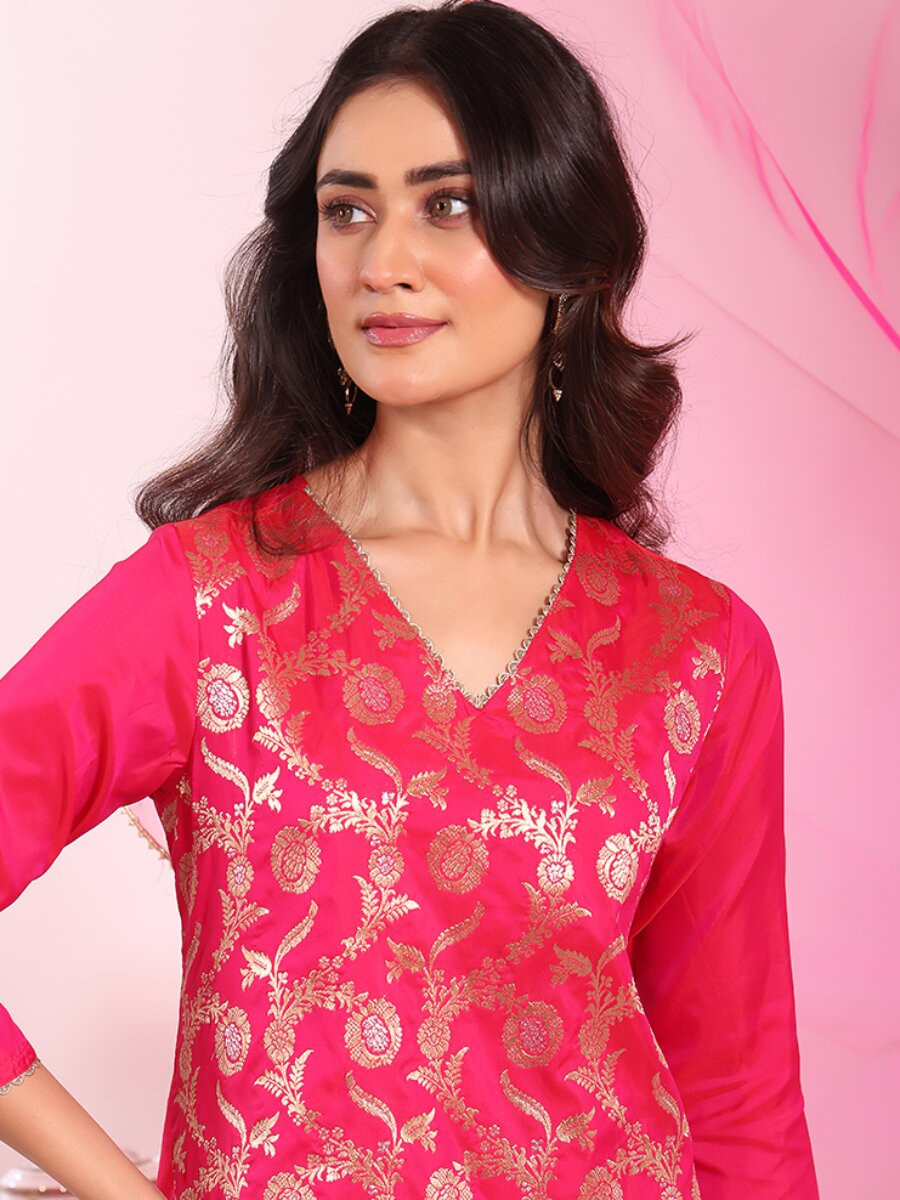 Pink Poly Silk Embroidery Wedding Party Festival Casual Ready Pant Salwar Kameez