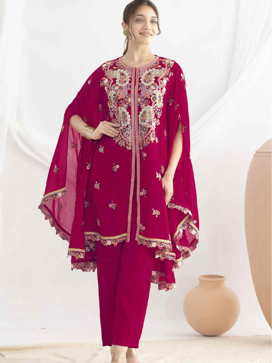 Pink Premium Chinon Embroidered Festival Wedding Party Kurti Bottom Women Wear