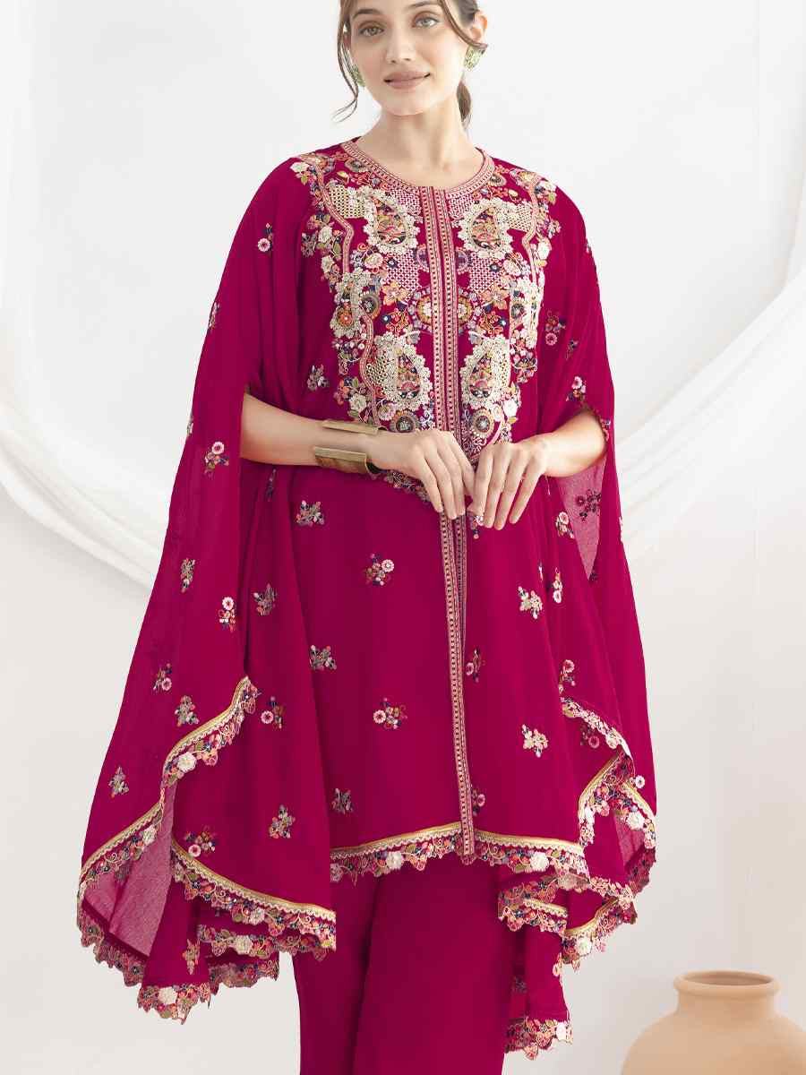 Pink Premium Chinon Embroidered Festival Wedding Party Kurti Bottom Women Wear