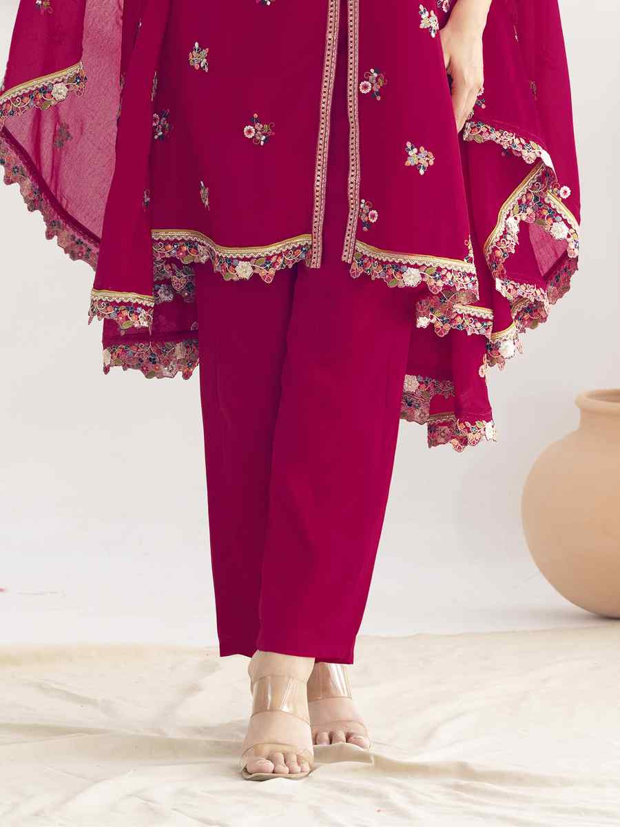 Pink Premium Chinon Embroidered Festival Wedding Party Kurti Bottom Women Wear