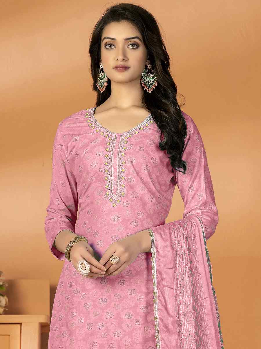 Pink Premium Cotton Embroidered Casual Festival Pant Salwar Kameez