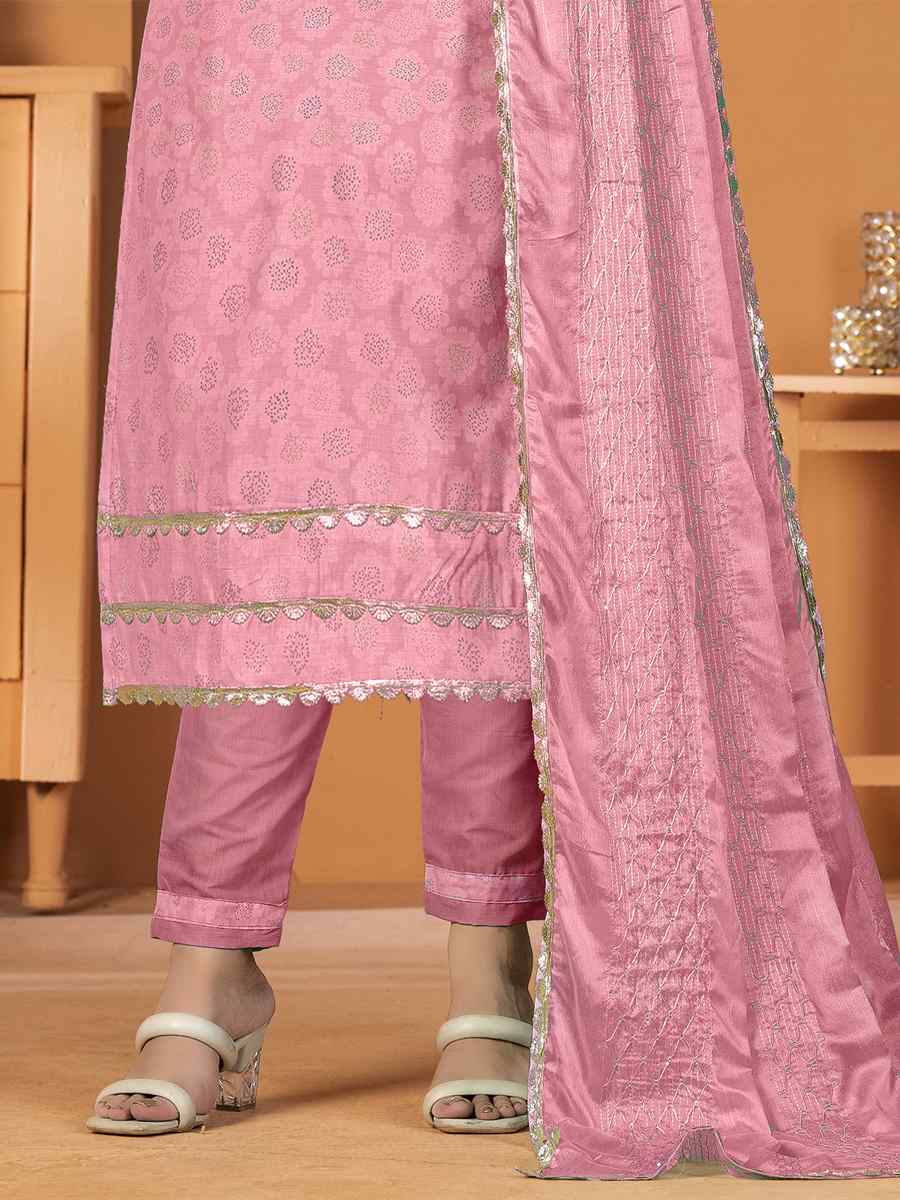 Pink Premium Cotton Embroidered Casual Festival Pant Salwar Kameez