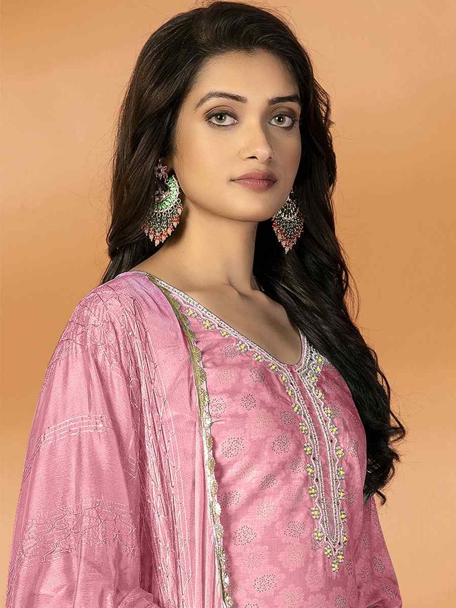 Pink Premium Cotton Embroidered Casual Festival Pant Salwar Kameez