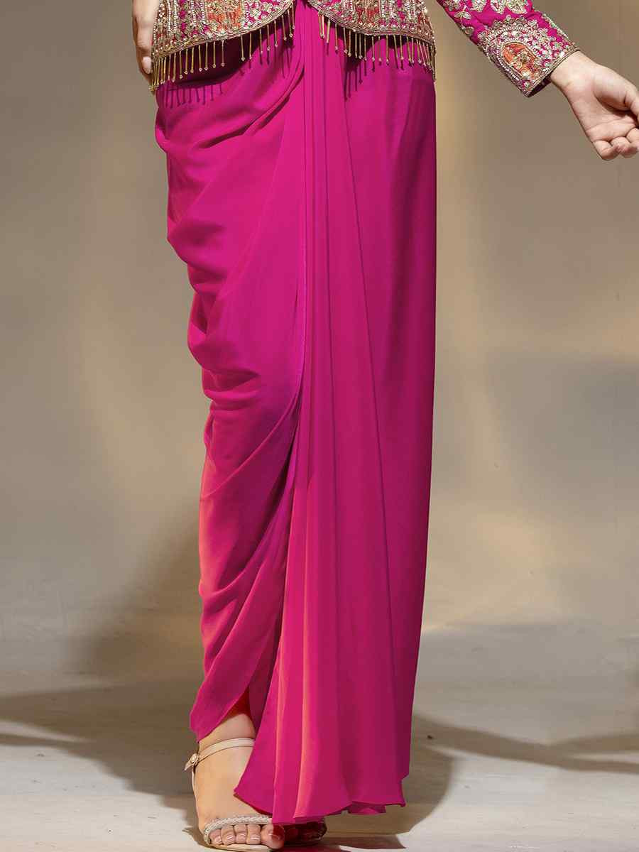 Pink Premium Crepe Embroidered Festival Wedding Party Kurti Bottom Women Wear