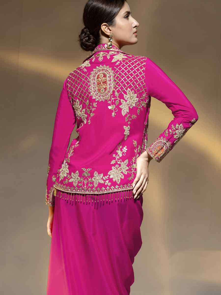 Pink Premium Crepe Embroidered Festival Wedding Party Kurti Bottom Women Wear