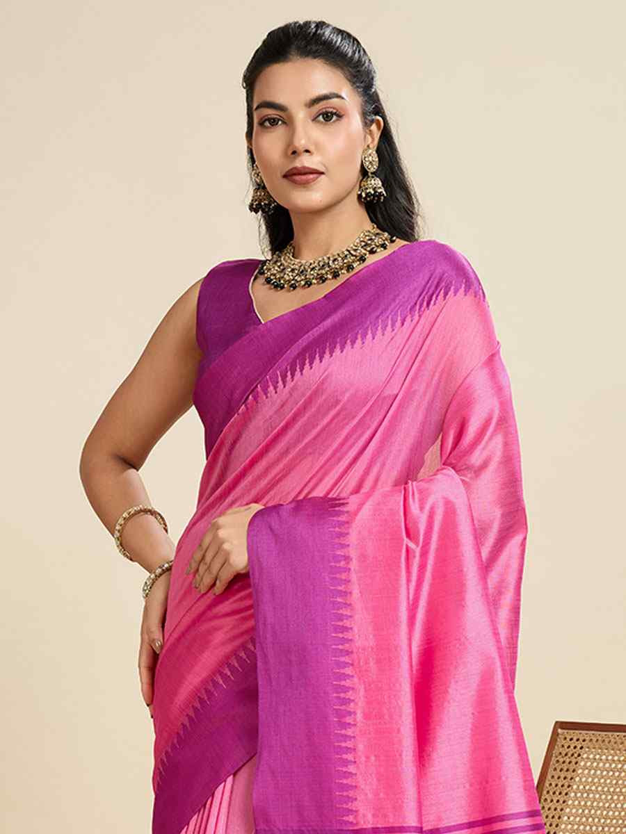 Pink Premium Khadi Raw Silk Zari Handwoven Casual Reception Festival Wedding Fancy Classic Style Sarees