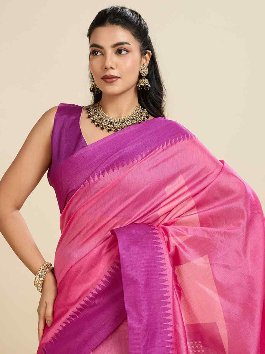 Pink Premium Khadi Raw Silk Zari Handwoven Casual Reception Festival Wedding Fancy Classic Style Sarees