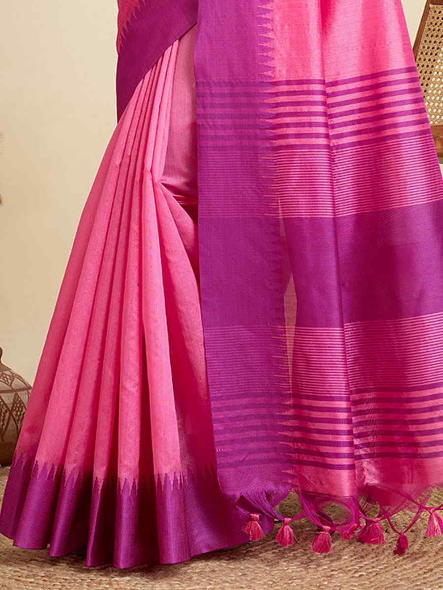 Pink Premium Khadi Raw Silk Zari Handwoven Casual Reception Festival Wedding Fancy Classic Style Sarees