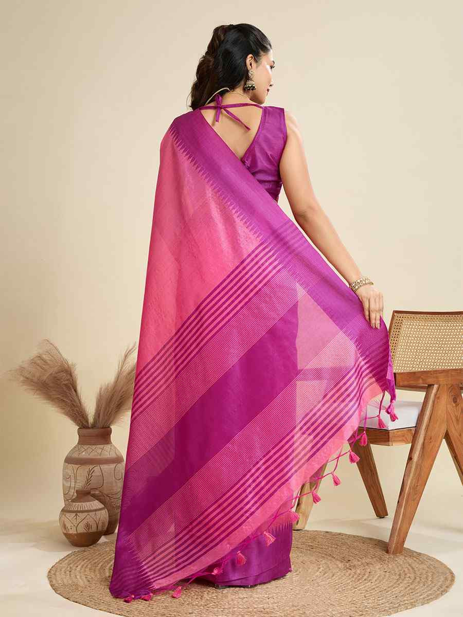 Pink Premium Khadi Raw Silk Zari Handwoven Casual Reception Festival Wedding Fancy Classic Style Sarees